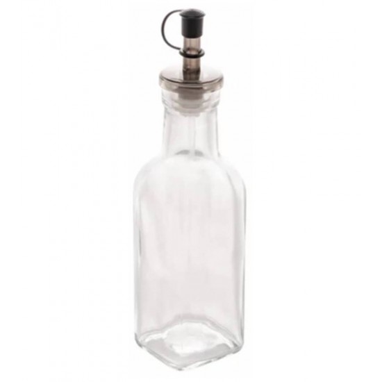 Garrafa 200ml para Azeite de Vidro com Tampa Plástica Preta 